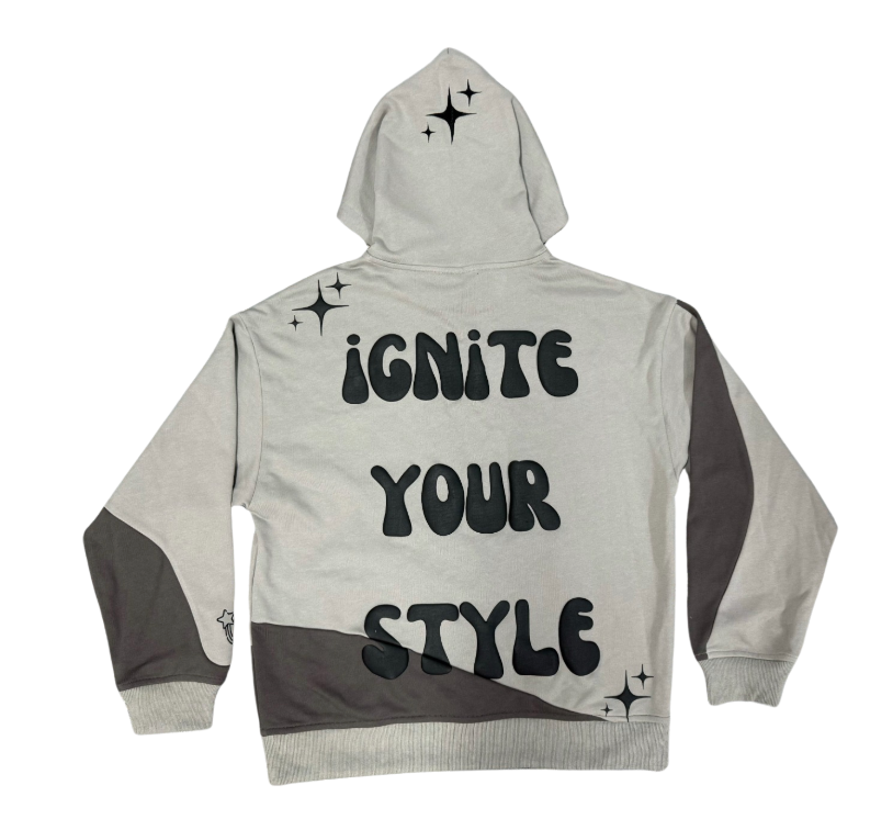 Dark Grey and Light Grey Puff Print Ignite Your Style Hoodie